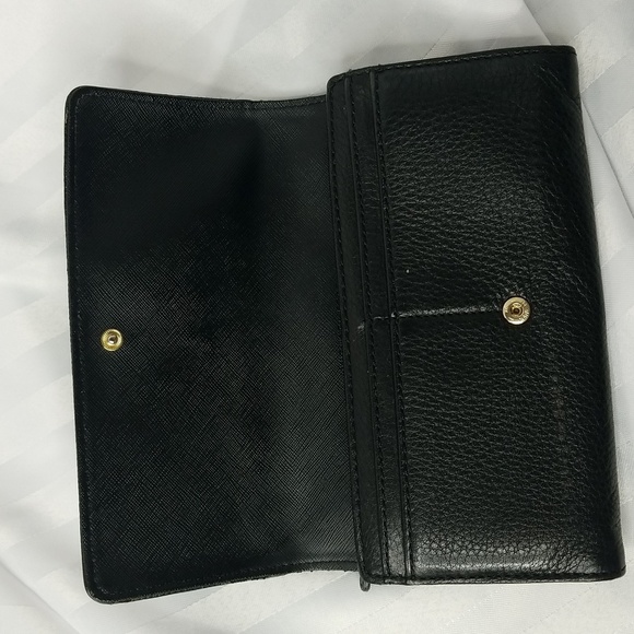 MICHEAL KORS PEBBLED LEATHER FRONT FLAP WALLET IN BLACK - Picture 3 of 8